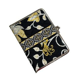 VERA BRADLEY Hug N Kisses Photo Holder Book Wallet Black Yellow Holds 12 Photos